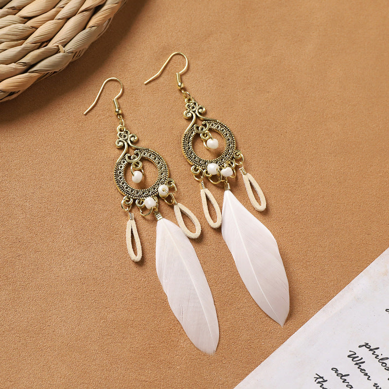 Dream Catcher Feather Tassel Earrings — earrings, view 5