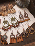 Wooden Bead Tassel Earrings — earrings
