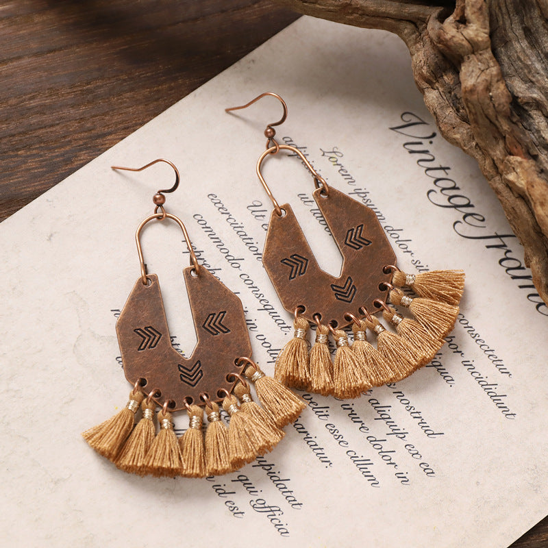 Wooden Bead Tassel Earrings — earrings, view 5