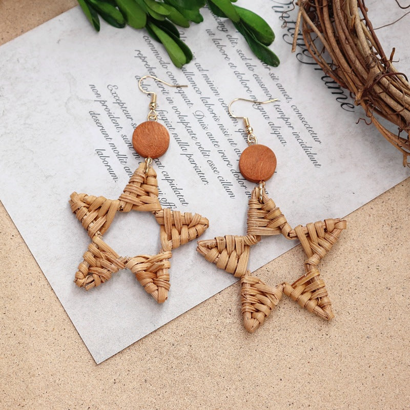 Wooden Bead Dangle Earrings — earrings, view 2
