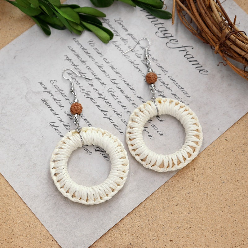 Wooden Bead Dangle Earrings — earrings, view 3