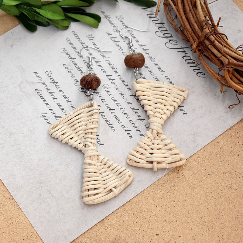 Wooden Bead Dangle Earrings — earrings, view 4