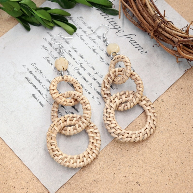 Wooden Bead Dangle Earrings — earrings, view 7