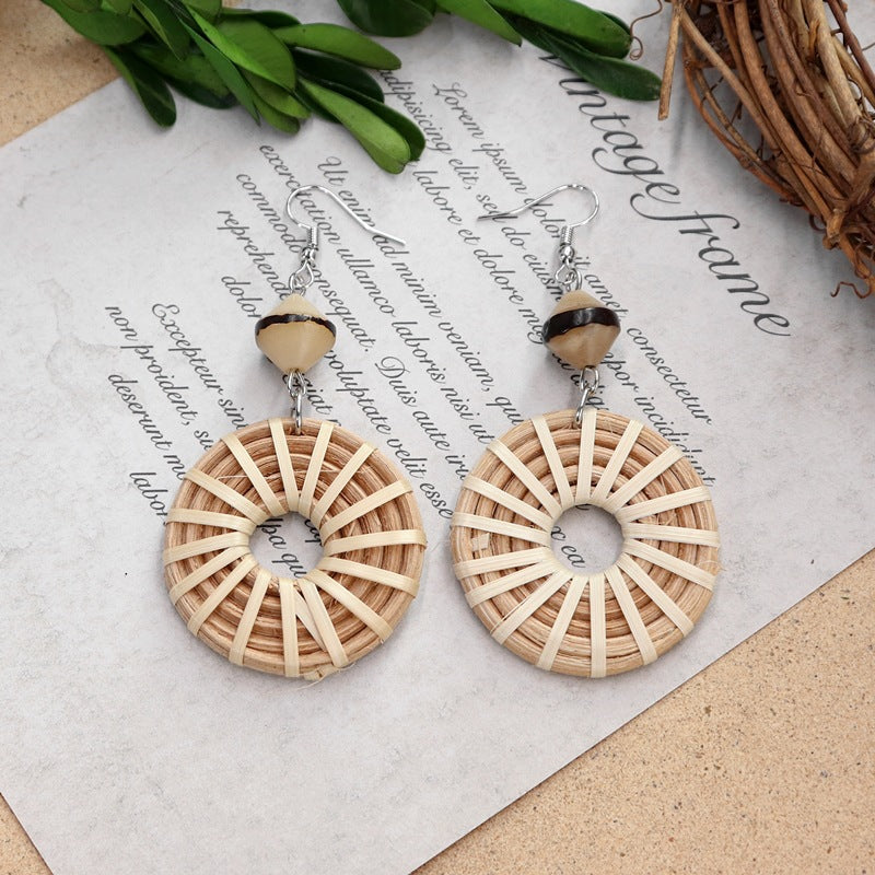 Wooden Bead Dangle Earrings — earrings, view 9