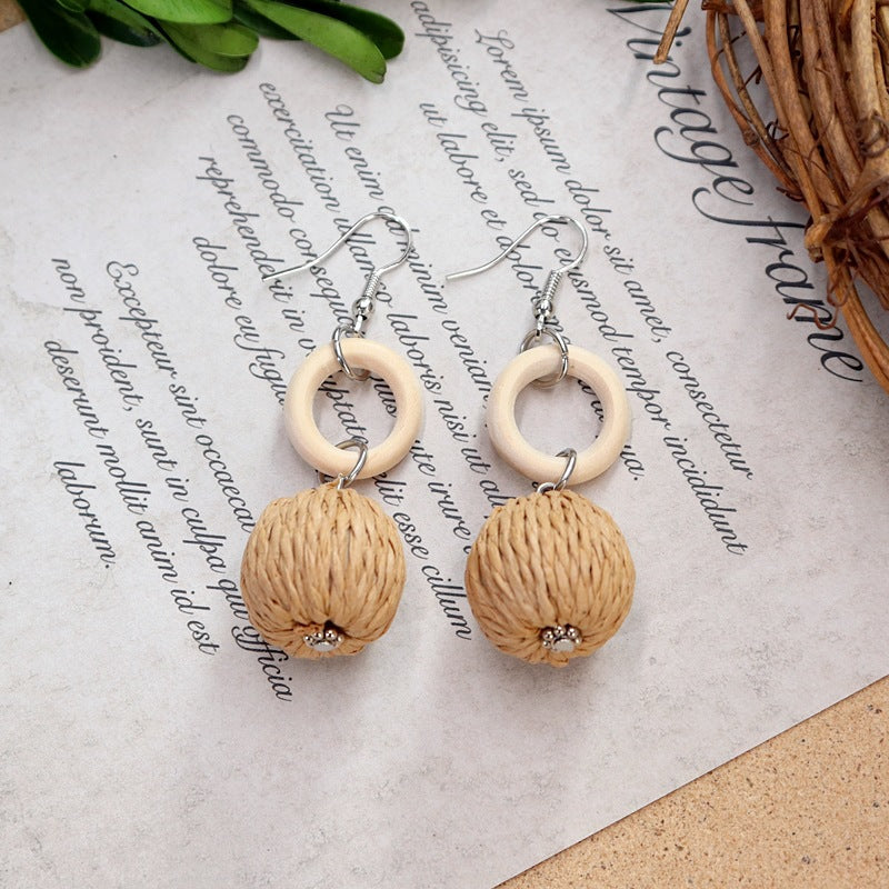 Wooden Bead Dangle Earrings — earrings, view 10