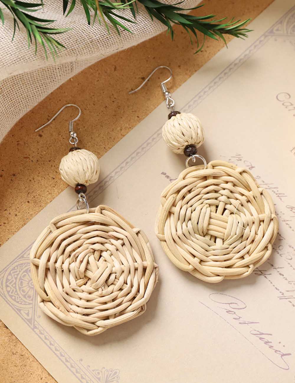 Straw Hat Dangle Earrings — earrings