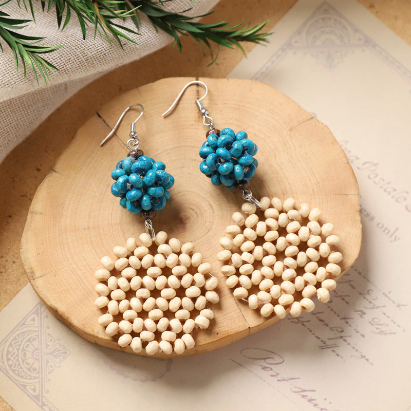 Straw Hat Dangle Earrings — earrings, view 2