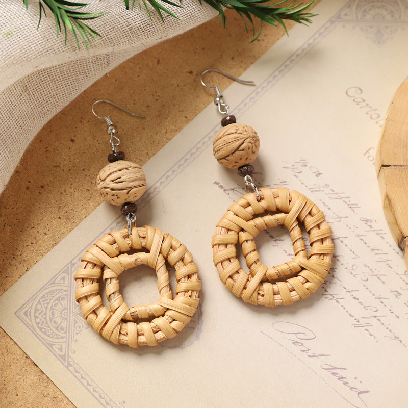 Straw Hat Dangle Earrings — earrings, view 3