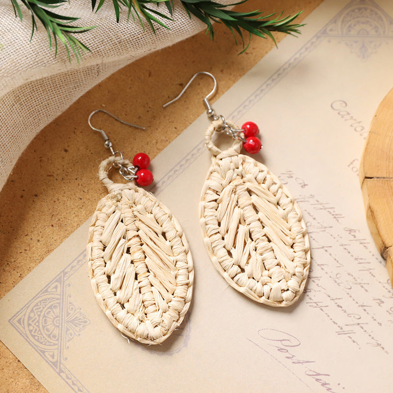 Straw Hat Dangle Earrings — earrings, view 4