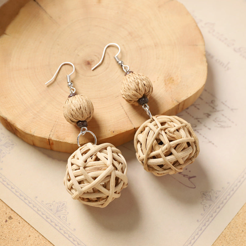 Straw Hat Dangle Earrings — earrings, view 6