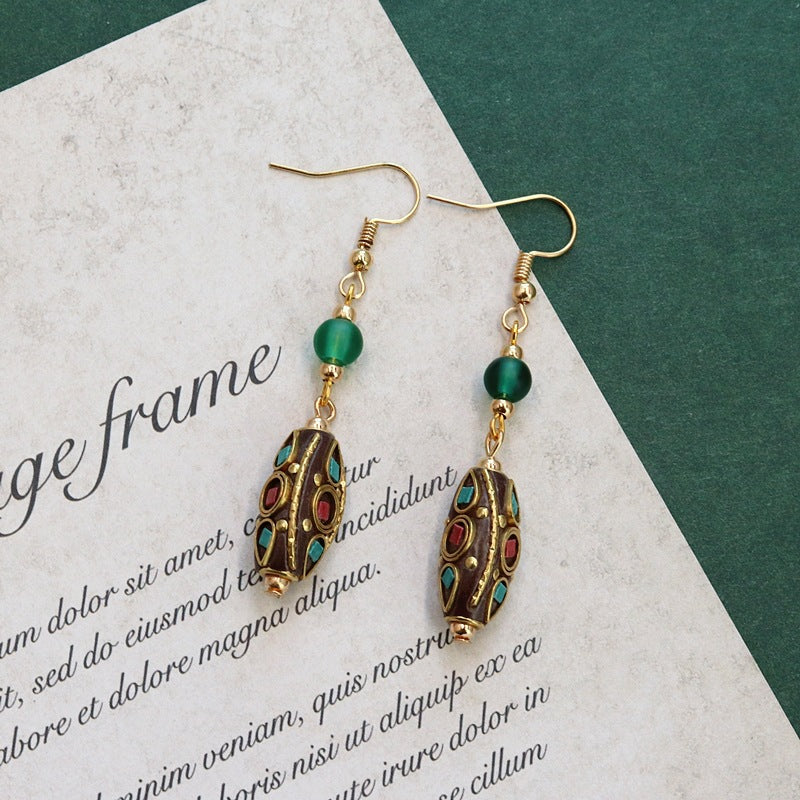 Fine Beaded Tassel Hoop Earrings — earrings, view 6