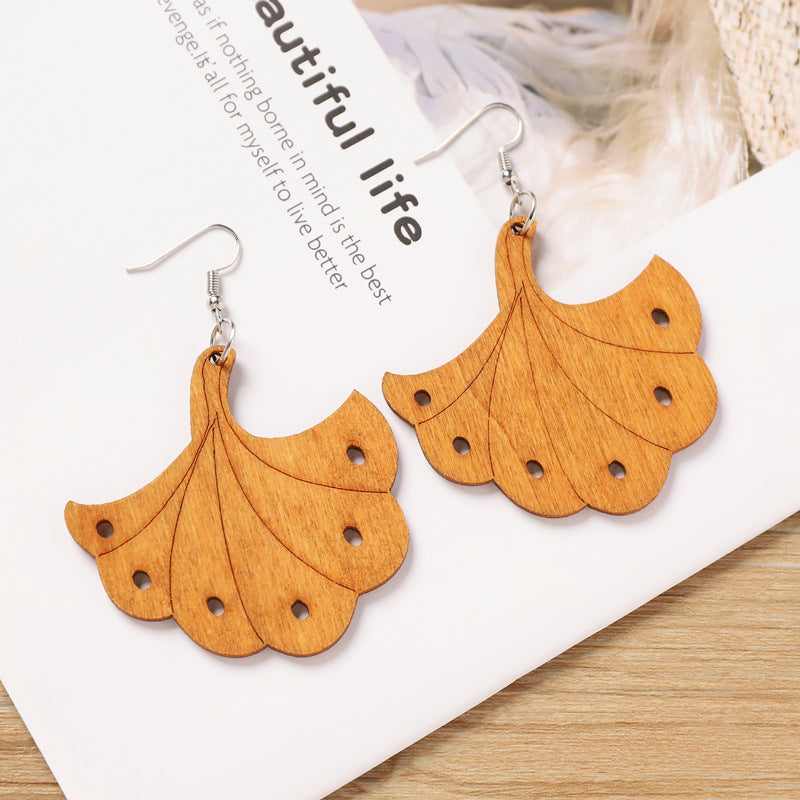 Wooden Leaf Hook Earrings — earrings, view 2