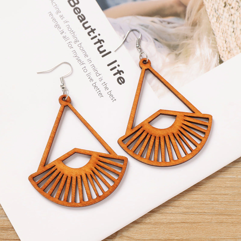 Wooden Leaf Hook Earrings — earrings, view 4