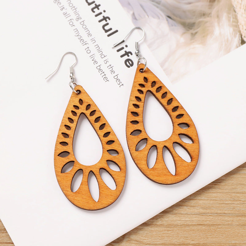 Wooden Leaf Hook Earrings — earrings, view 5