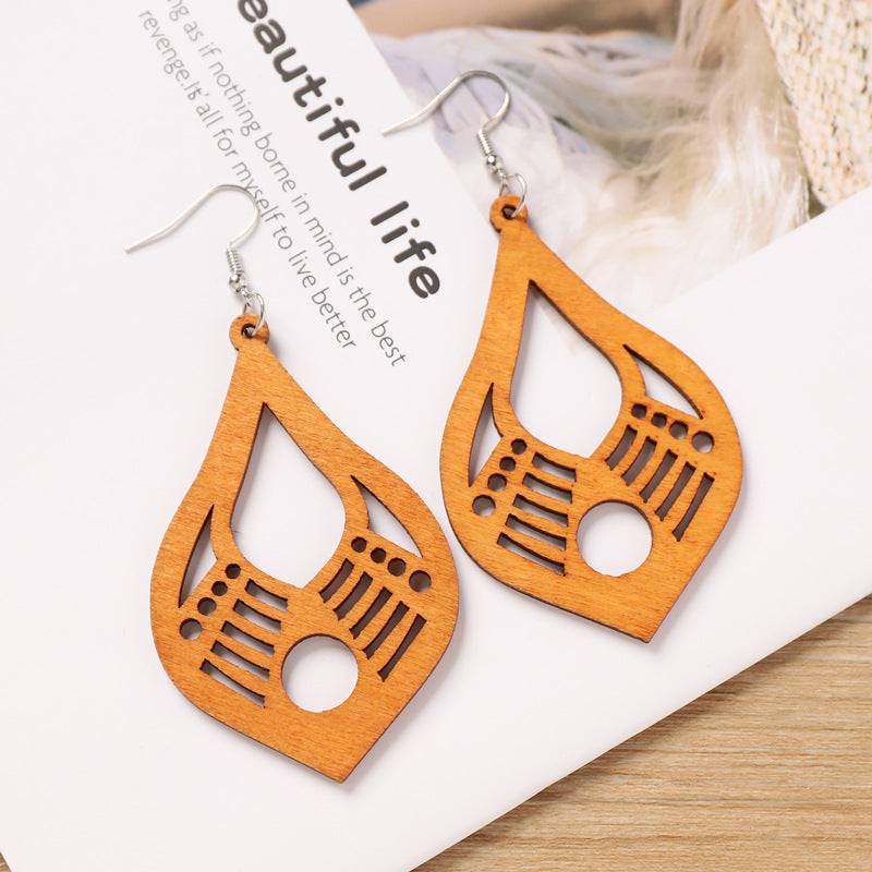 Wooden Leaf Hook Earrings — earrings, view 7