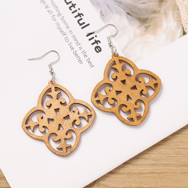 Wooden Leaf Hook Earrings — earrings, view 8