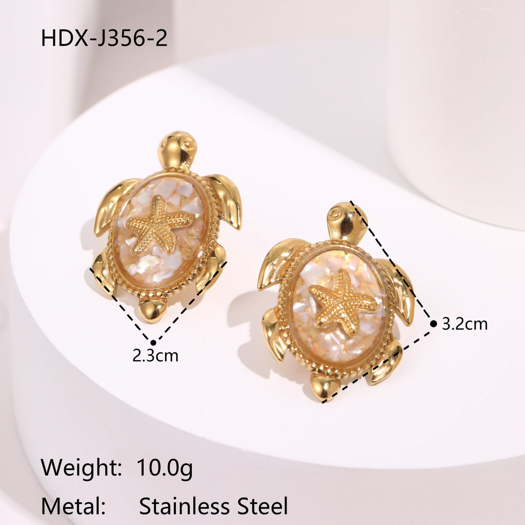 Enamel Beach Turtle Studs — earrings, view 3