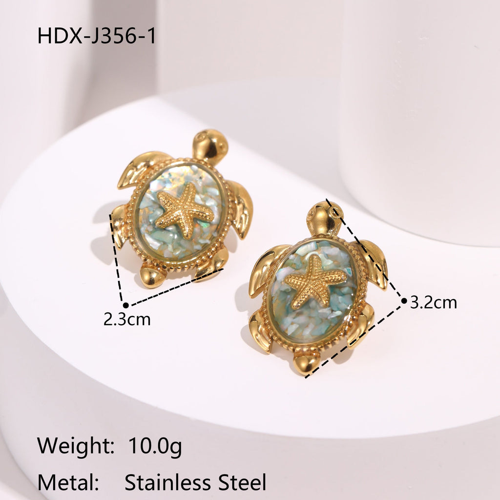 Enamel Beach Turtle Studs — earrings, view 4