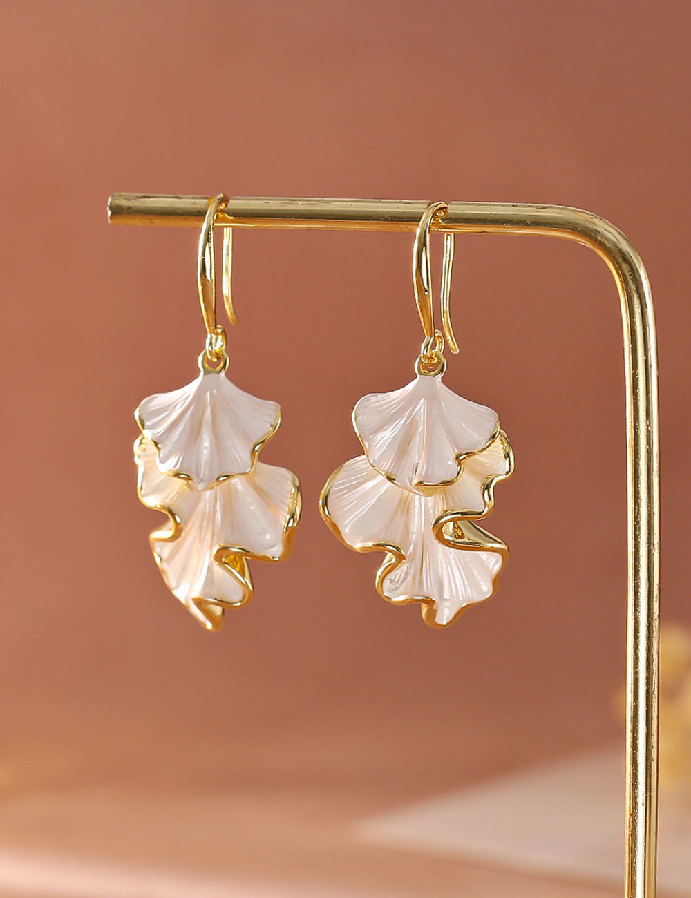 Ginkgo Leaf Drop Earrings — gold earrings