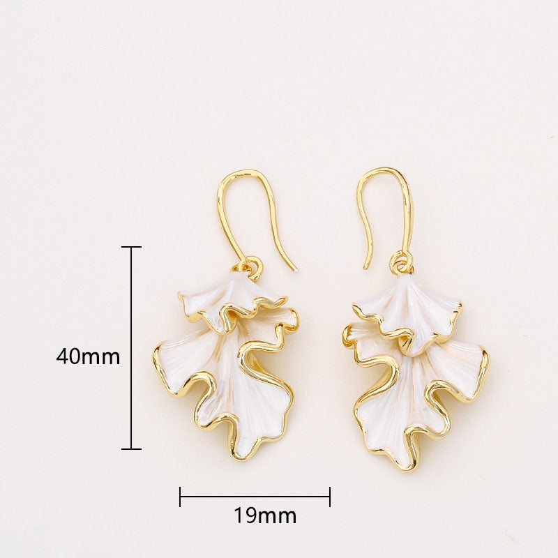 Ginkgo Leaf Drop Earrings — gold earrings, view 5