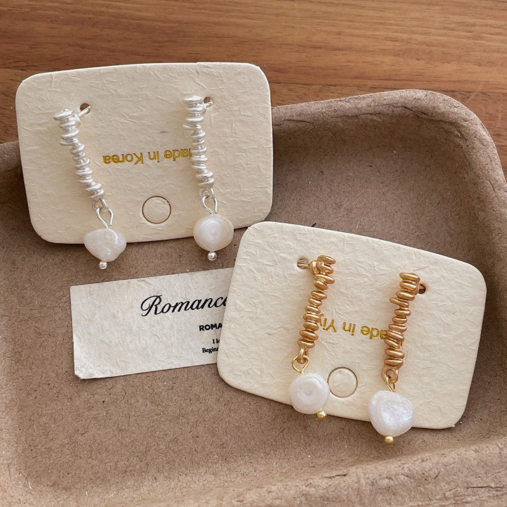 Irregular Pearl Dangle Earrings — earrings, view 2