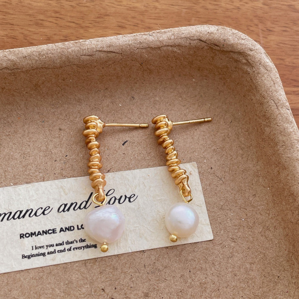 Irregular Pearl Dangle Earrings — earrings, view 3