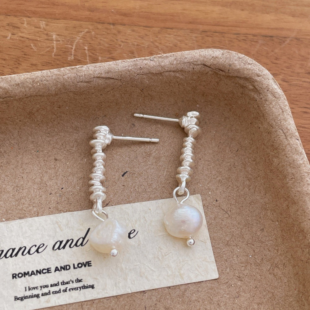 Irregular Pearl Dangle Earrings — earrings, view 4
