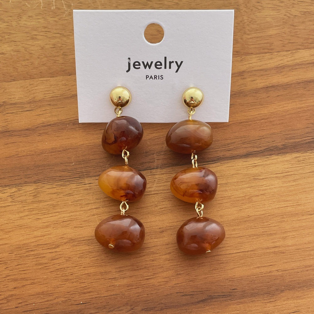 Oval Resin Dangle Earrings — earrings, view 3