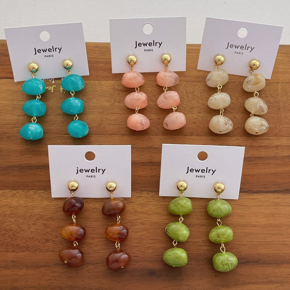 Oval Resin Dangle Earrings — earrings, view 7