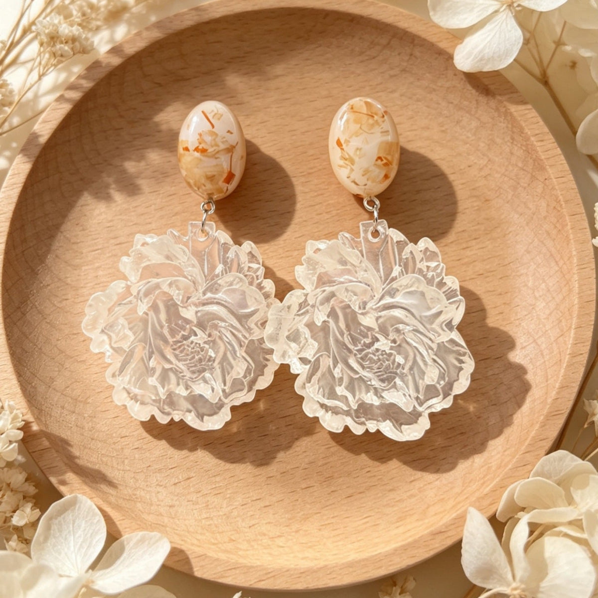 Transparent 3D Flower Earrings — transparent earrings, view 4
