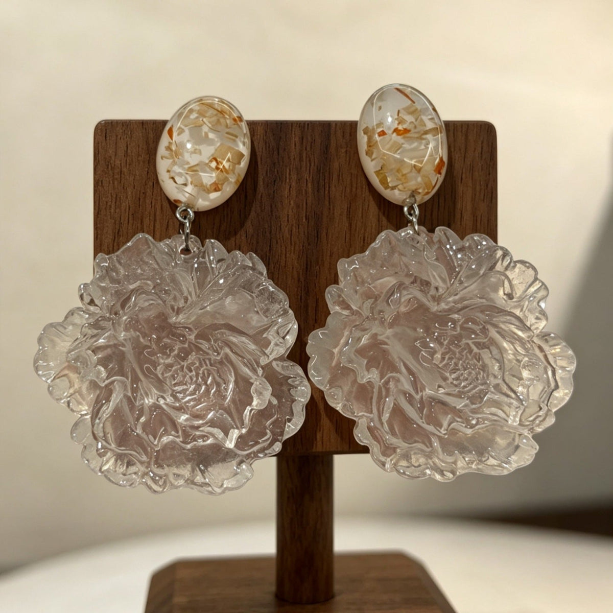 Transparent 3D Flower Earrings — transparent earrings, view 5