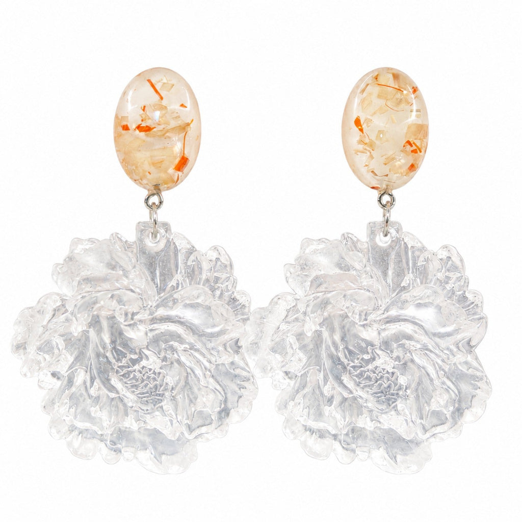 Transparent 3D Flower Earrings — transparent earrings, view 7
