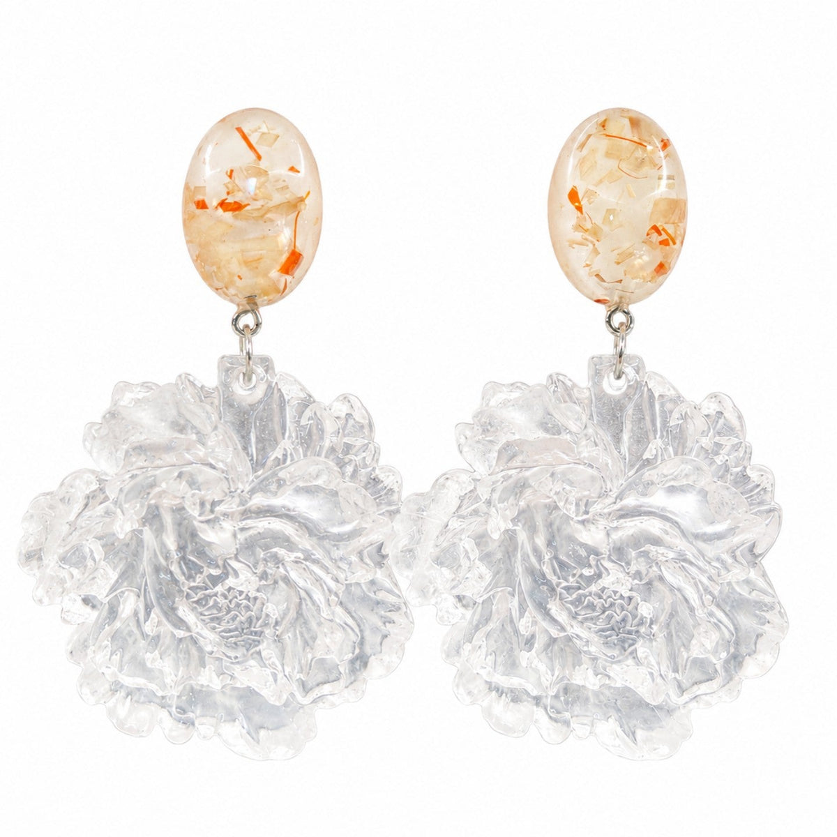 Transparent 3D Flower Earrings — transparent earrings, view 7