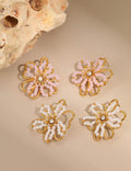Fine Beaded Flower Stud Earrings — earrings