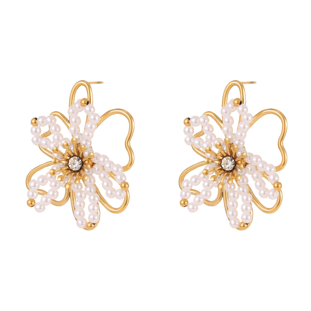 Fine Beaded Flower Stud Earrings — earrings, view 6
