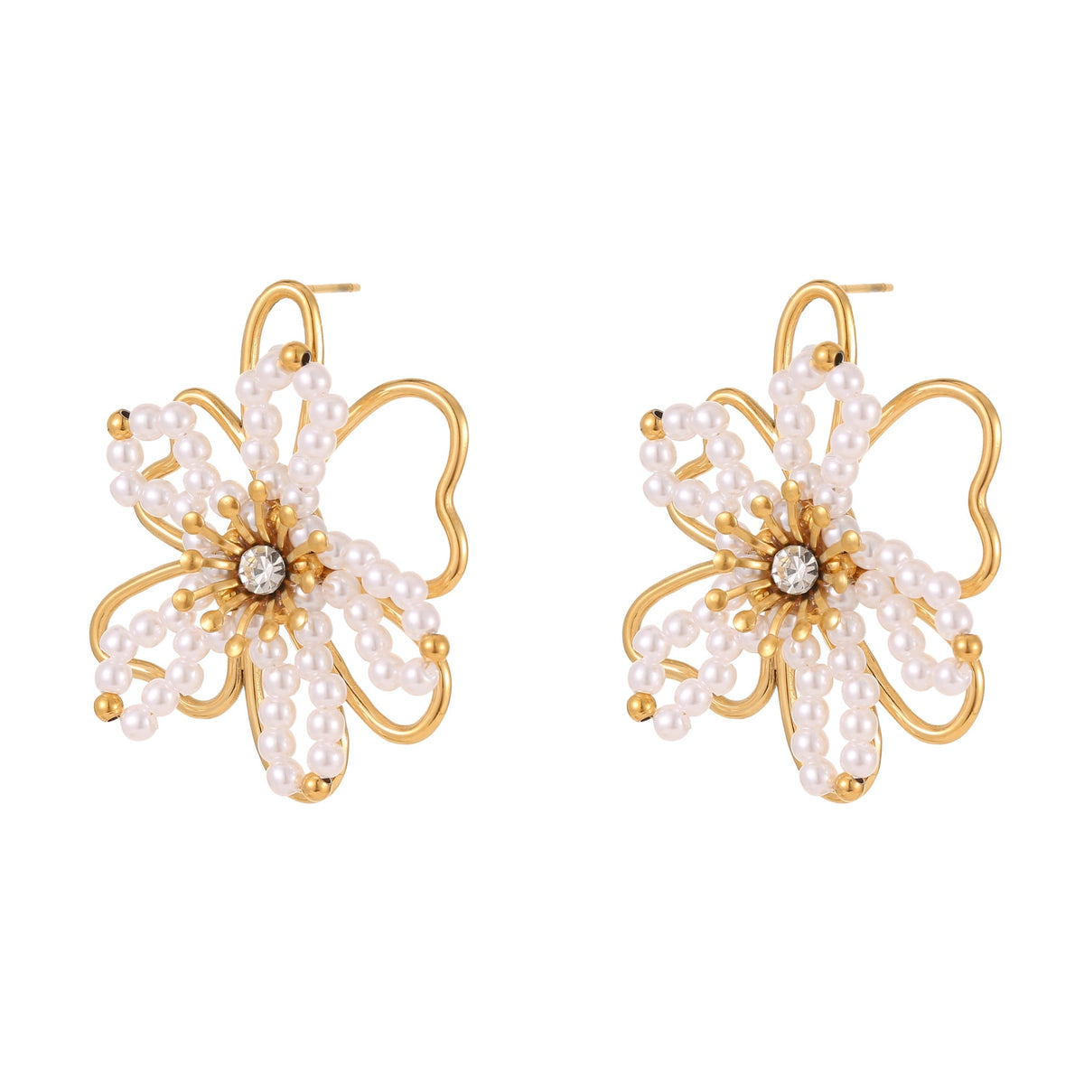 Fine Beaded Flower Stud Earrings — earrings, view 6