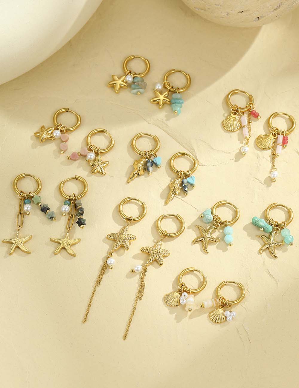 Starfish Shell Hoop Earrings — earrings