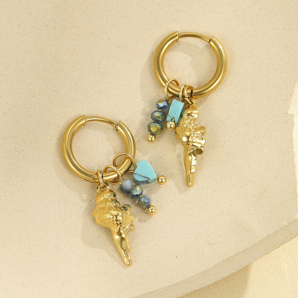 Starfish Shell Hoop Earrings — earrings, view 4