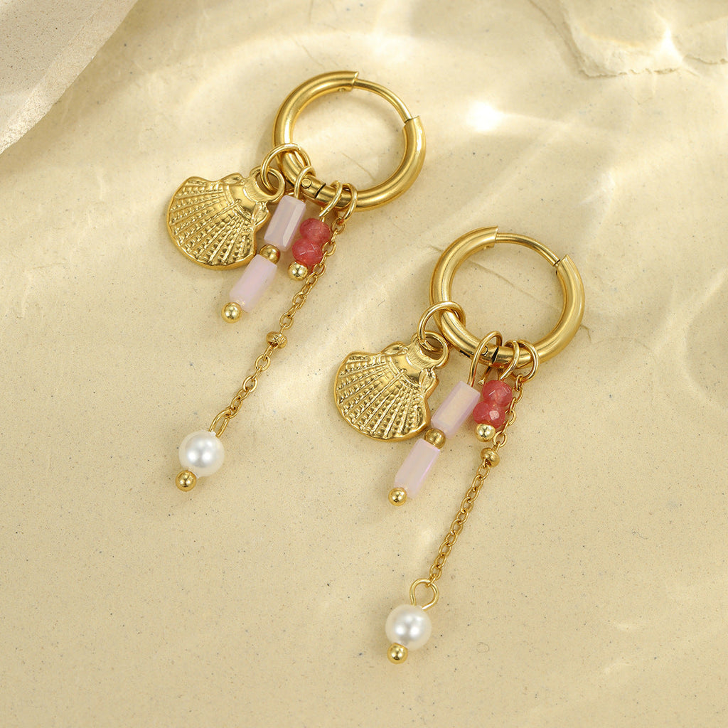 Starfish Shell Hoop Earrings — earrings, view 5