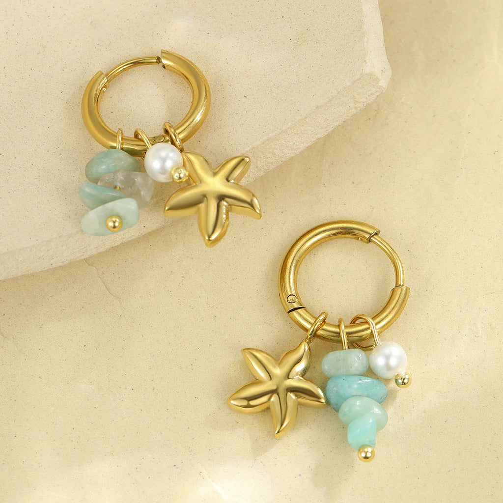 Starfish Shell Hoop Earrings — earrings, view 6