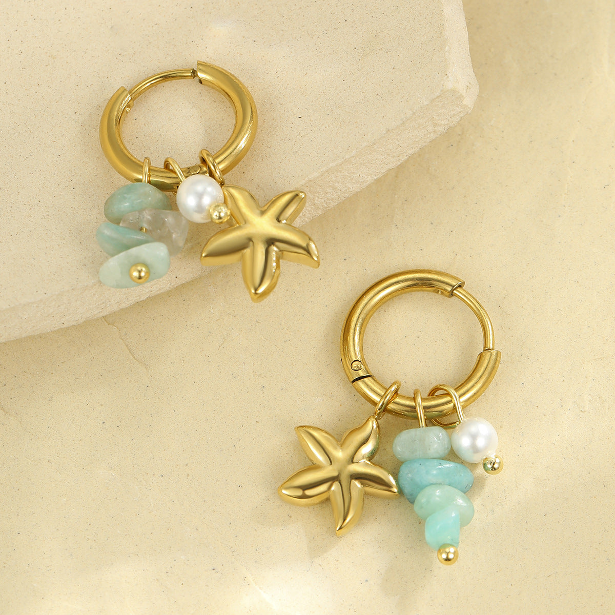 Starfish Shell Hoop Earrings — earrings, view 6