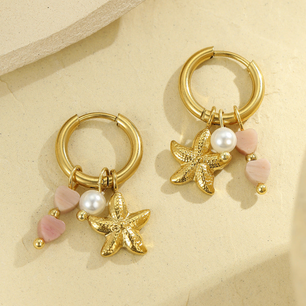 Starfish Shell Hoop Earrings — earrings, view 7