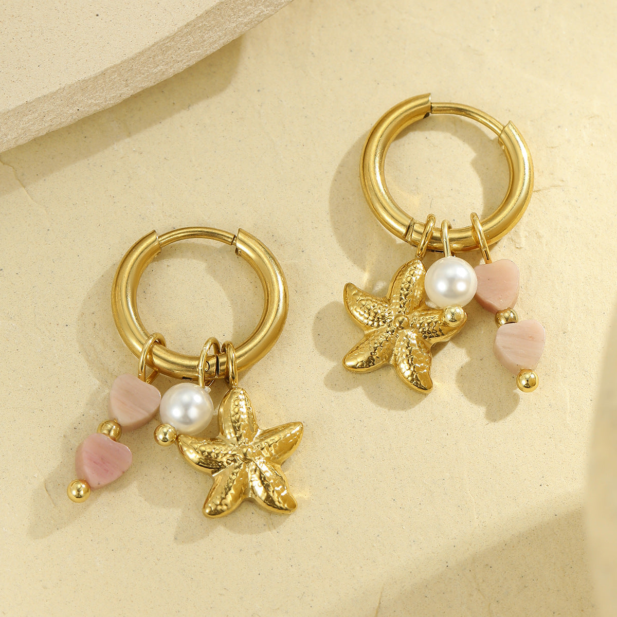 Starfish Shell Hoop Earrings — earrings, view 7
