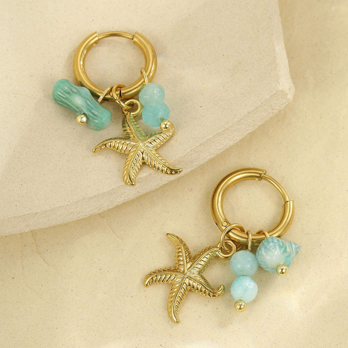 Starfish Shell Hoop Earrings — earrings, view 8