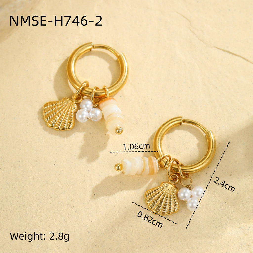 Starfish Shell Hoop Earrings — earrings, view 12