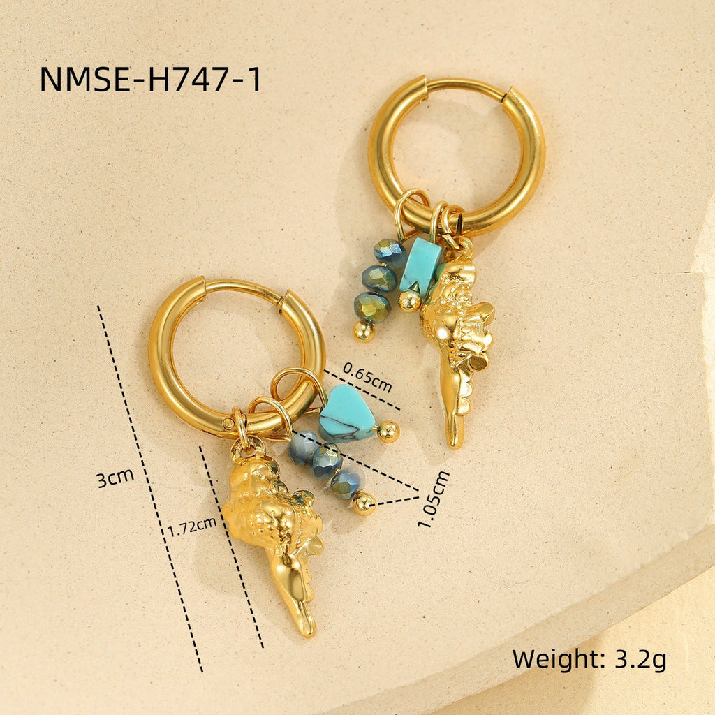 Starfish Shell Hoop Earrings — earrings, view 13