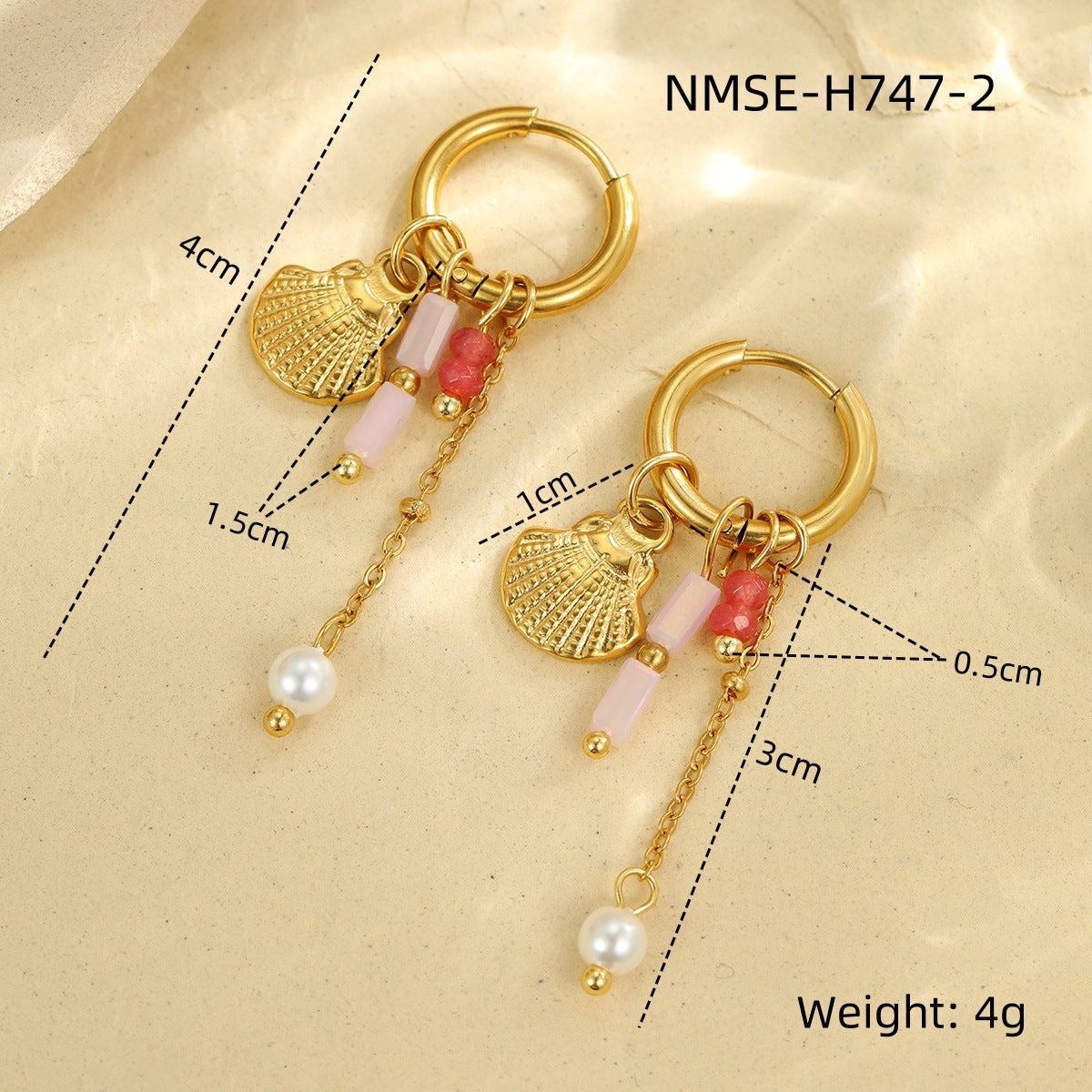 Starfish Shell Hoop Earrings — earrings, view 14