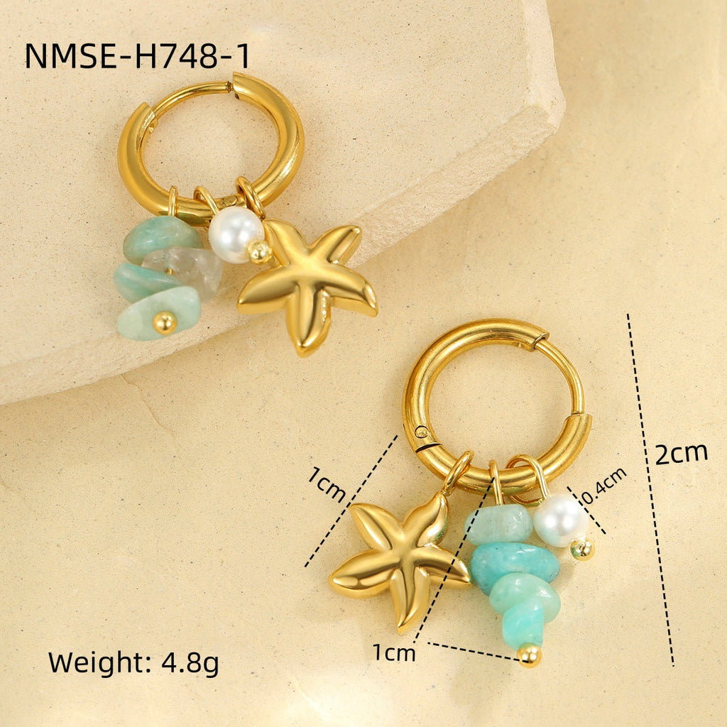 Starfish Shell Hoop Earrings — earrings, view 15