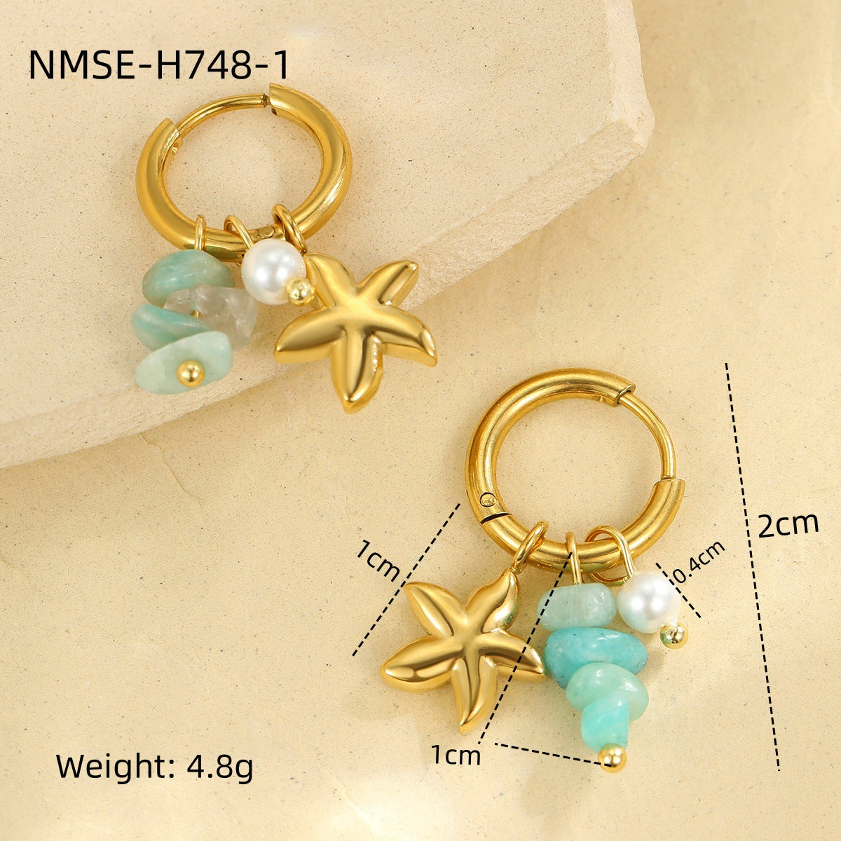 Starfish Shell Hoop Earrings — earrings, view 15