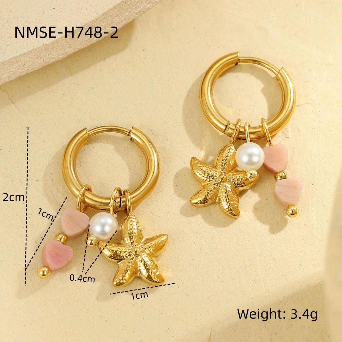 Starfish Shell Hoop Earrings — earrings, view 16